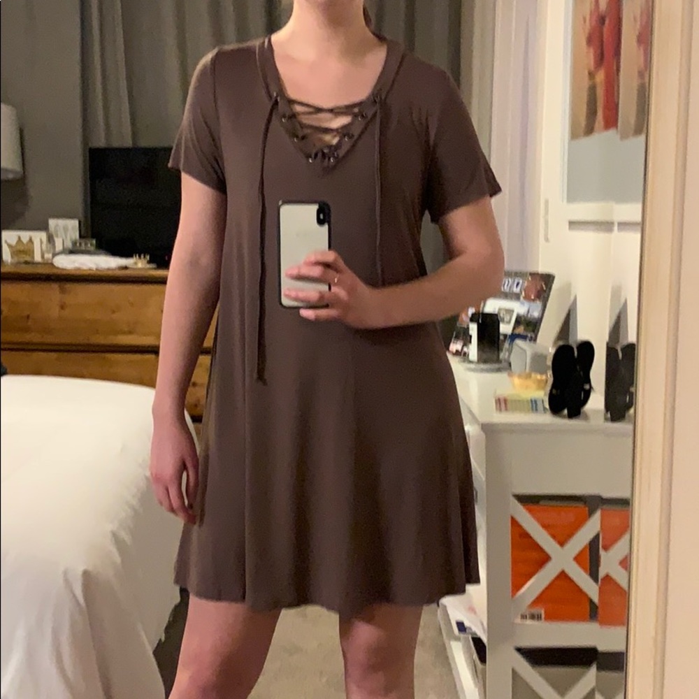 Brown shift dress